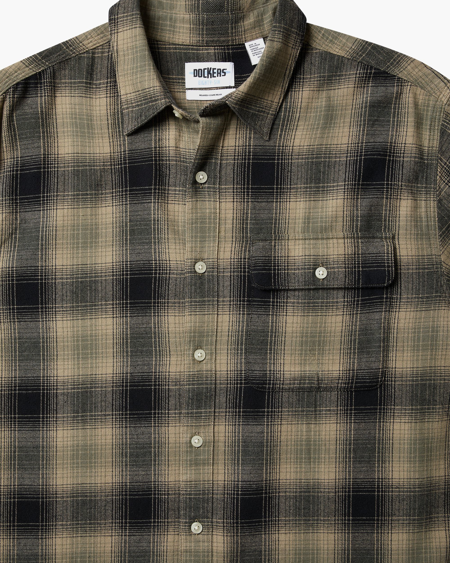 View of model wearing Anacortes Camo Eighty-Six 1-Pocket Shirt, Relaxed Fit.