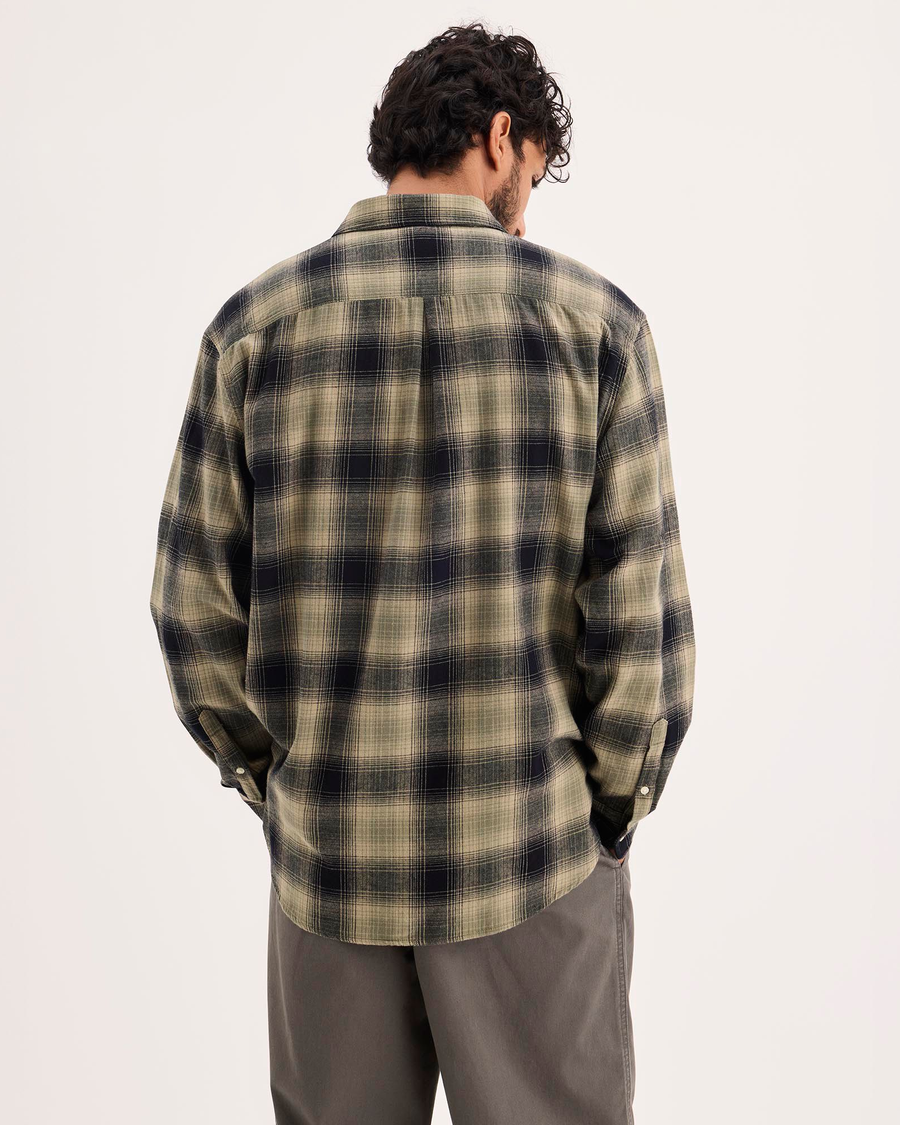 Back view of model wearing Anacortes Camo Eighty-Six 1-Pocket Shirt, Relaxed Fit.