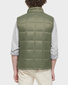 Back view of model wearing Army Green Men's Nylon Lightweight Quilted Vest.