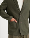 View of model wearing Army Green Men's Regular Fit Sport Jacket.