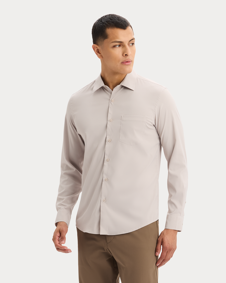 View of model wearing Ashes Of Roses Go Shirt Long Sleeve, Regular Fit.