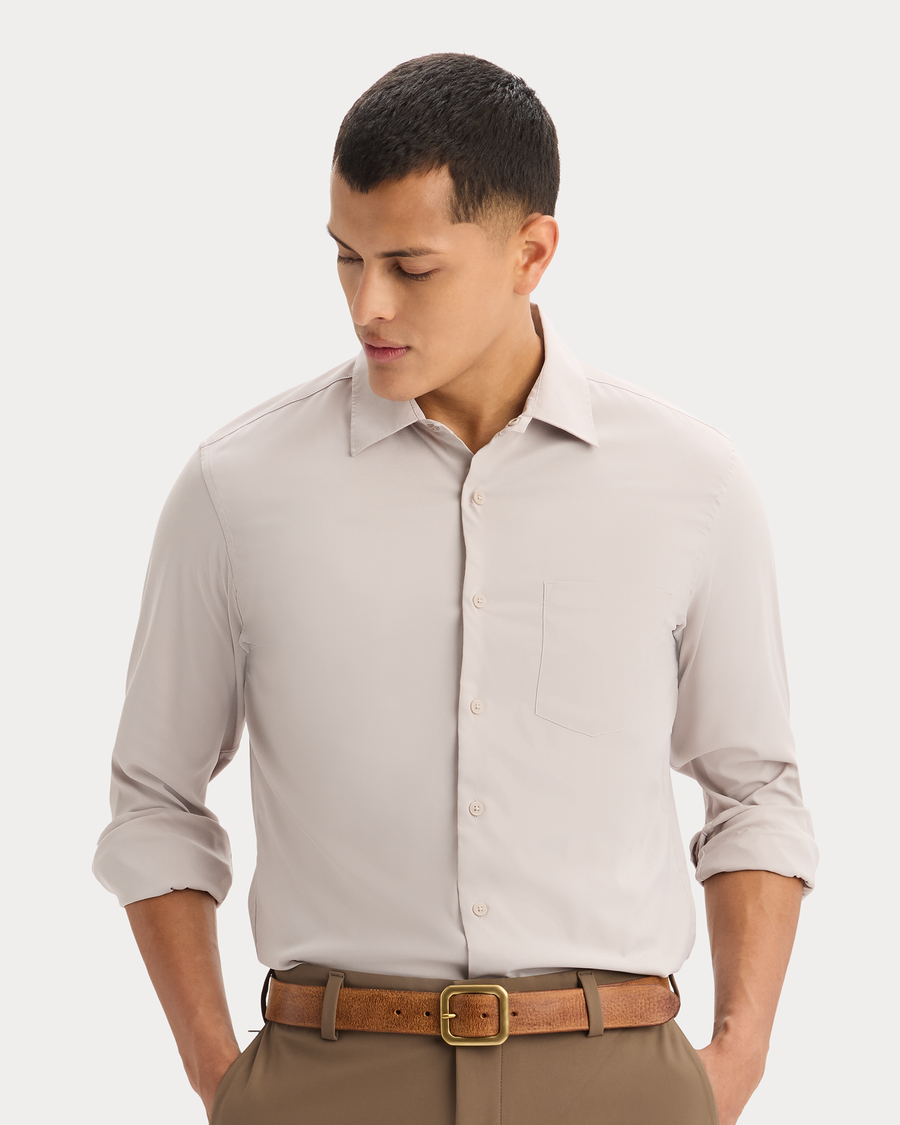 View of model wearing Ashes Of Roses Go Shirt Long Sleeve, Regular Fit.