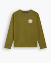 View of model wearing Avocado Crewneck Sweatshirt, Regular Fit.