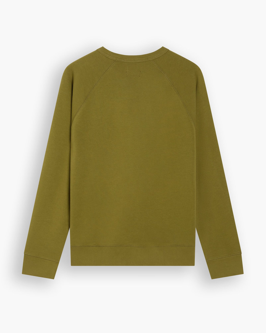 View of model wearing Avocado Crewneck Sweatshirt, Regular Fit.