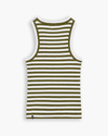 View of model wearing Avocado Rib Tank, Slim Fit.