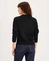 Back view of model wearing Beautiful Black Cardigan, Regular Fit.