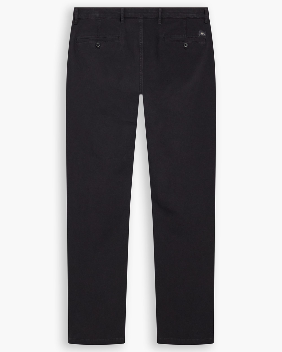 View of model wearing Beautiful Black Essential Chino Pants, Skinny Fit.