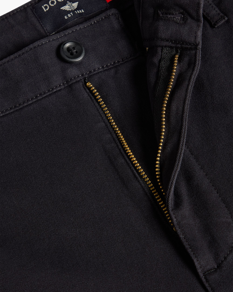 View of model wearing Beautiful Black Essential Chino Pants, Skinny Fit.