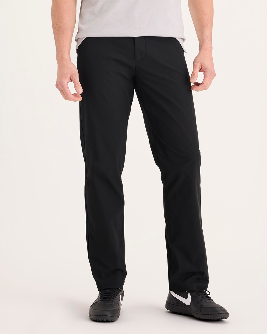 Front view of model wearing Beautiful Black Go Airweave Chino, Straight Fit.