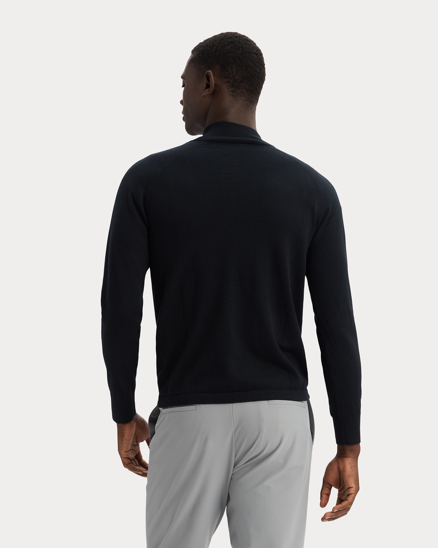 View of model wearing Beautiful Black Go Half-Zip Sweater, Regular Fit.