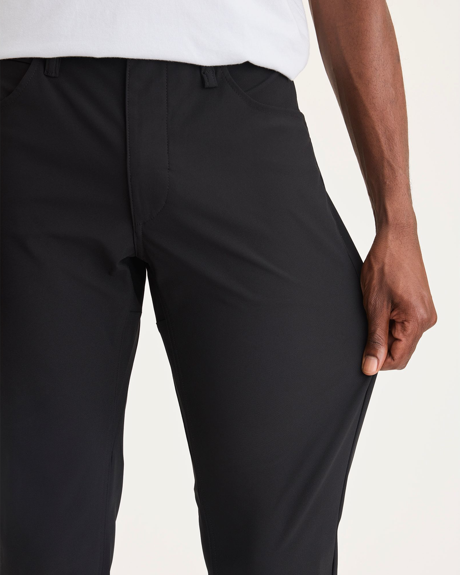 View of model wearing Beautiful Black Go Pant, Slim Fit with Airweave.