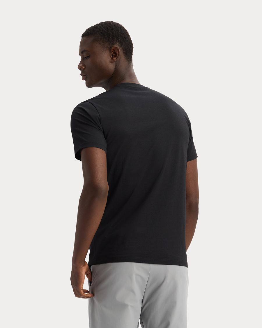 View of model wearing Beautiful Black Go Tee, Slim Fit.