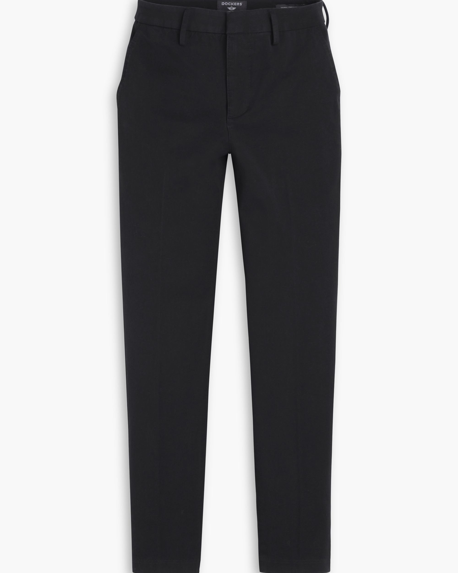 View of model wearing Beautiful Black Mid-Rise Collins Trouser with ...