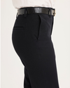 Side view of model wearing Beautiful Black Women's Mid-Rise Slim Collins Trouser with Sculpt.