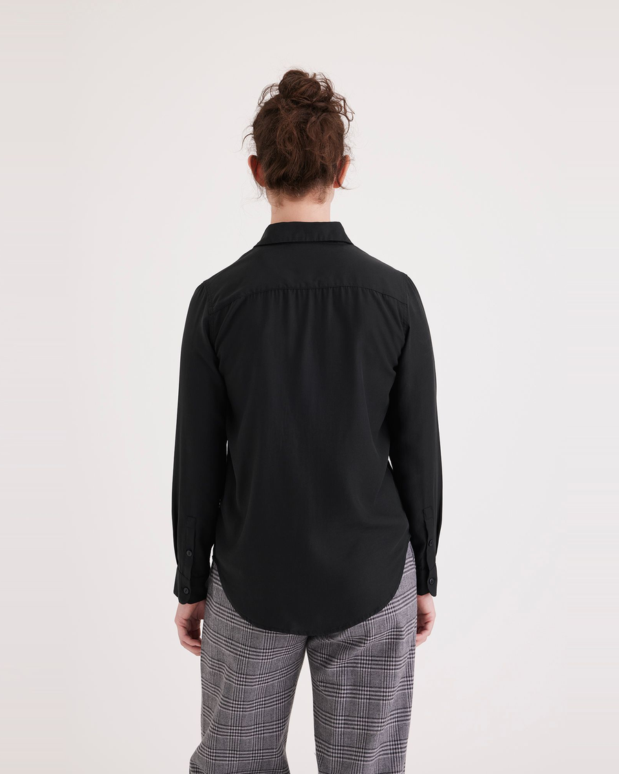 Back view of model wearing Beautiful Black Women's Regular Fit Original Shirt.