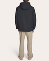 Back view of model wearing Black Go Rain Commuter Jacket.