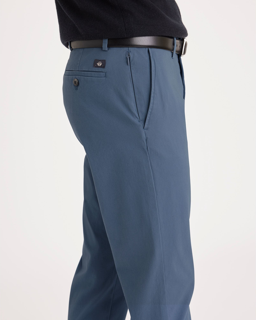 Side view of model wearing Bluefin Crafted Khaki Pants, Slim Fit.