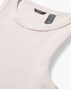 View of model wearing Calcite Rib Tank, Slim Fit.