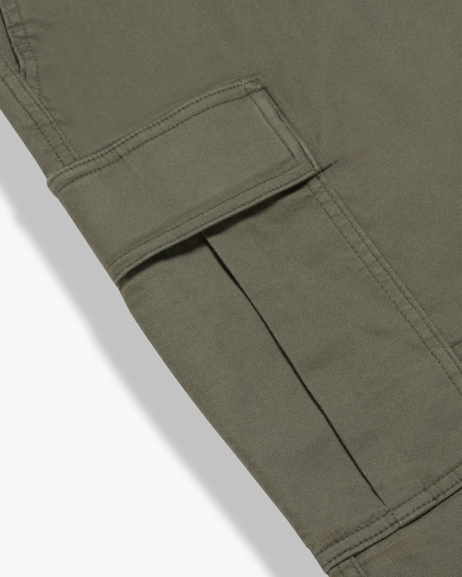 View of model wearing Camo Cargo Pants, Straight Fit.