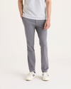 Front view of model wearing Car Park Grey Go Activeflex Chino, Skinny Fit.