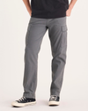 Front view of model wearing Car Park Grey Utility Cargo Pant, Straight Fit.