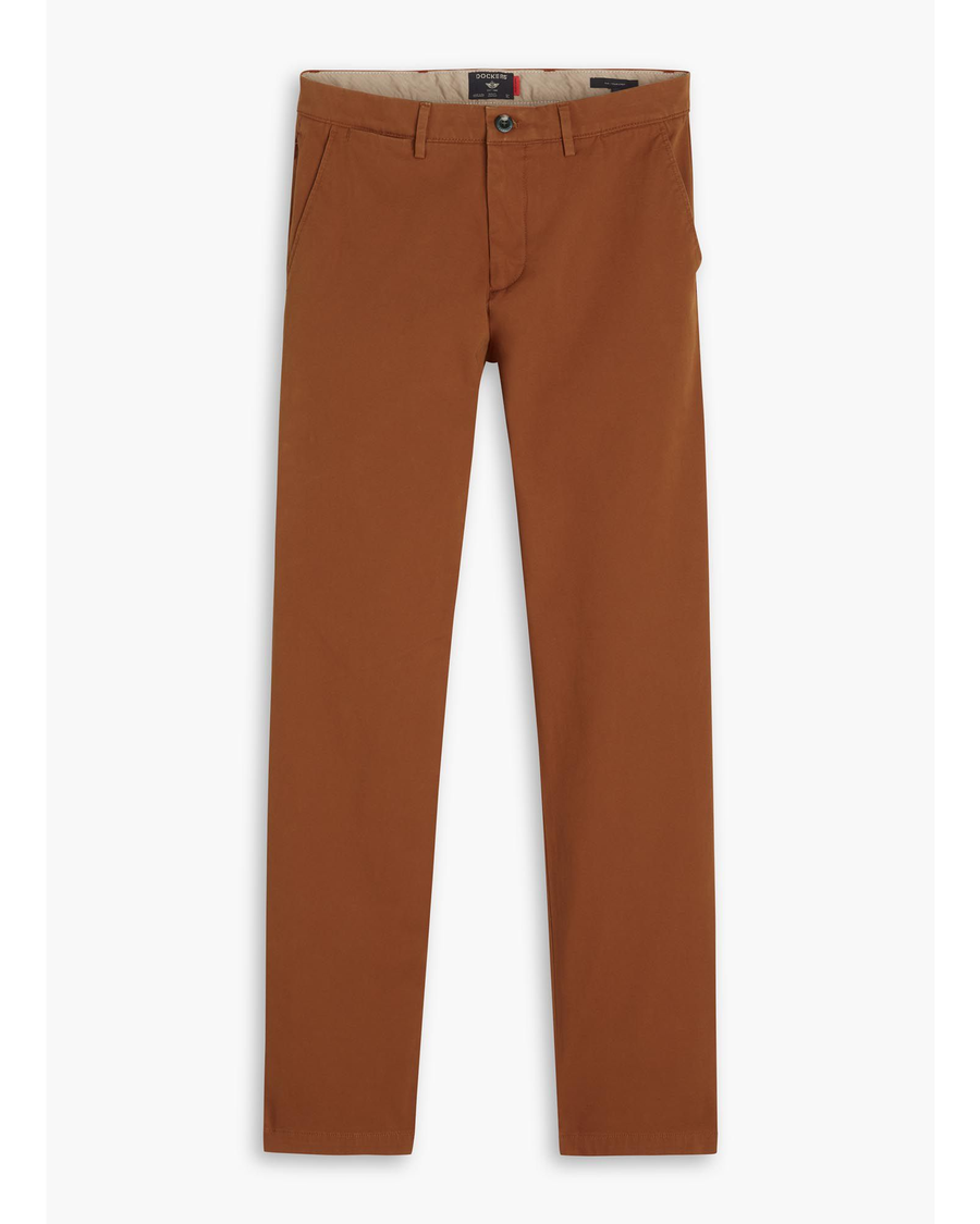 Front view of model wearing Caramel Café Crafted Khaki Pants, Slim Fit.