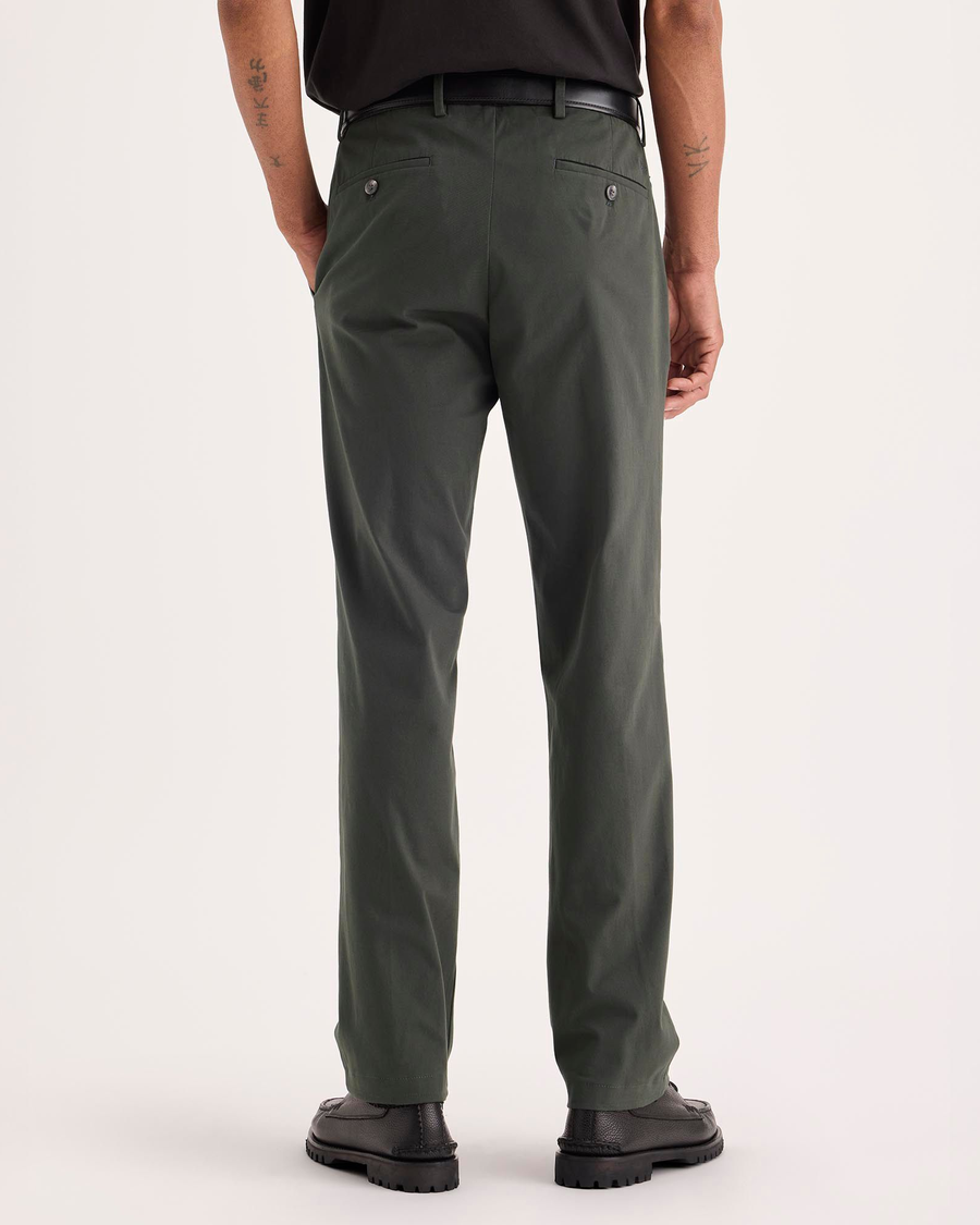 Back view of model wearing Chimera Crafted Khaki Pants, Slim Fit.