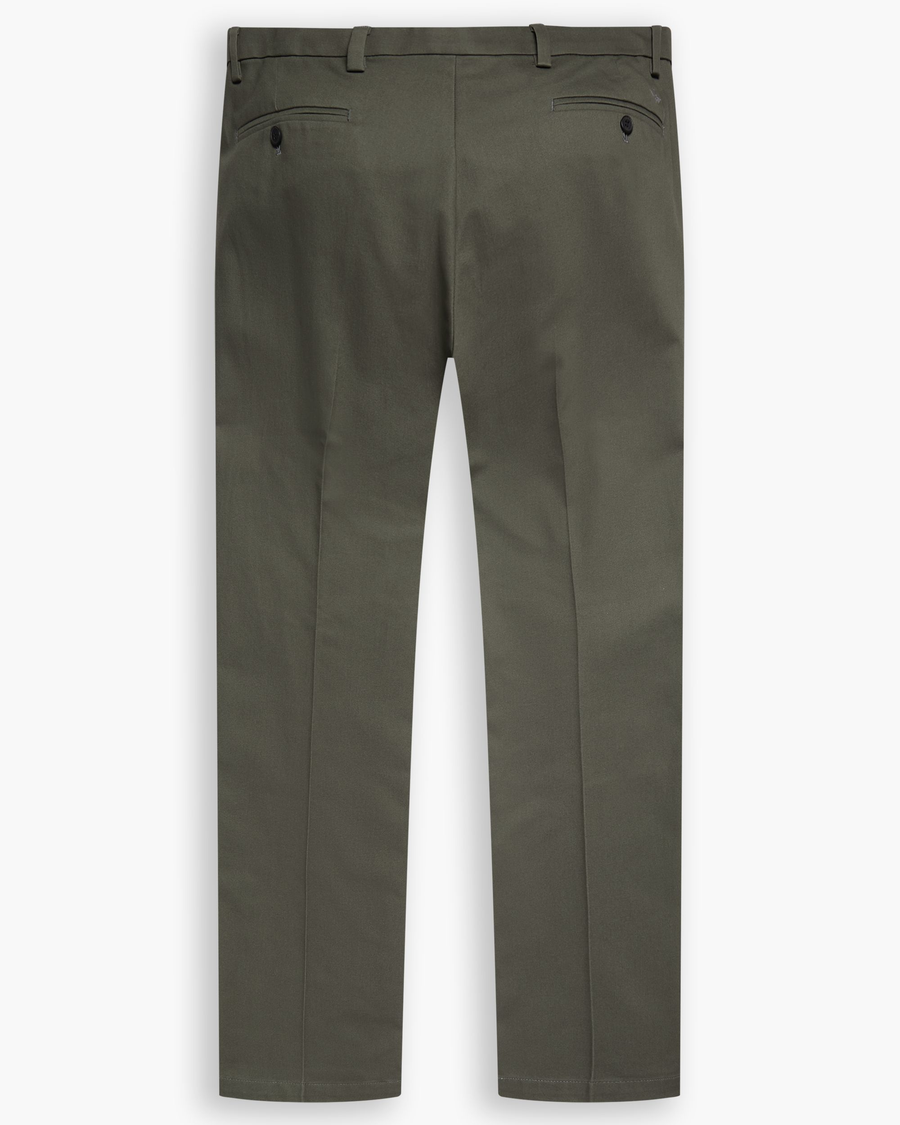 View of model wearing Chimera Signature Iron Free Khakis, Slim Fit with Stain Defender®.