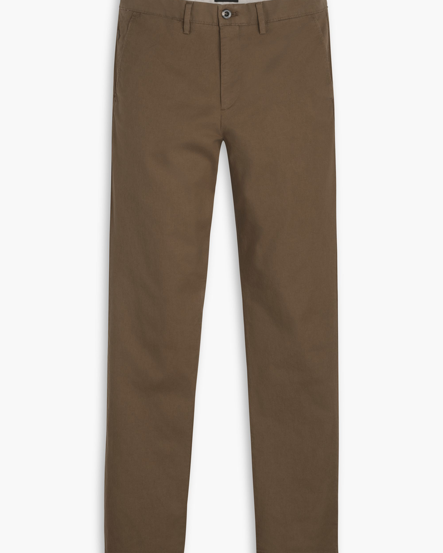 View of model wearing Coffee Liquer Crafted Khaki Pants, Slim Fit.