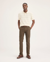 Front view of model wearing Coffee Liquer Crafted Khaki Pants, Slim Fit.