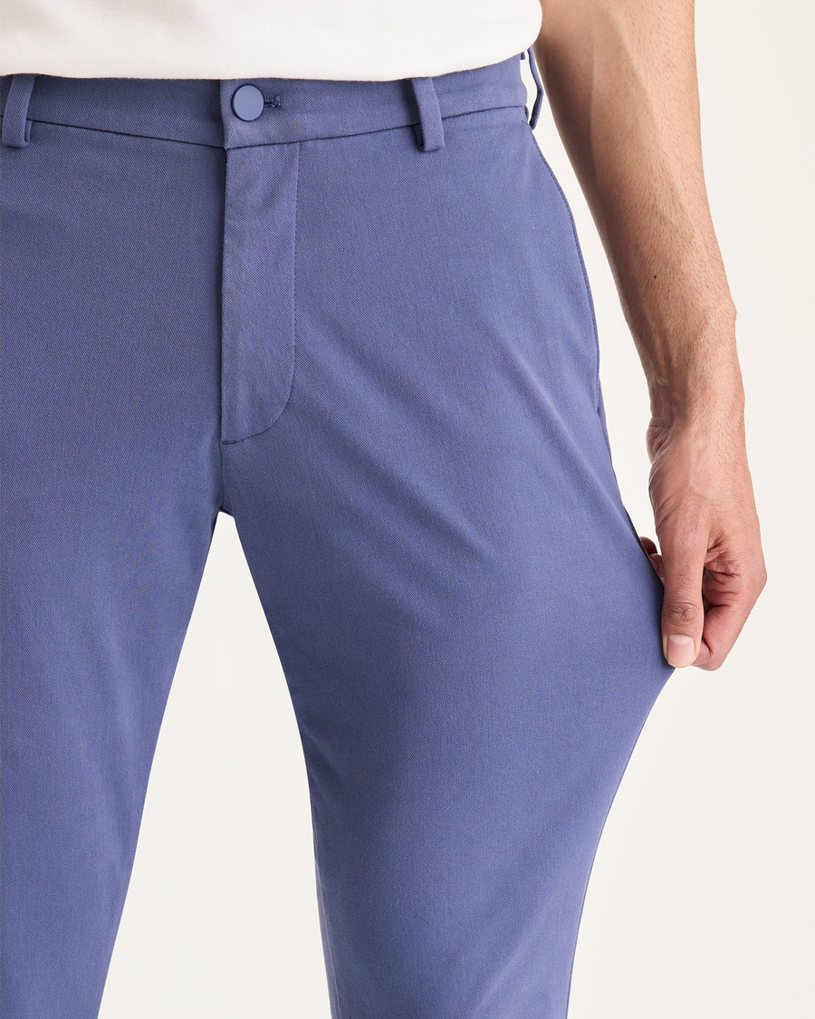 View of model wearing Crown Blue Chino Go Activeflex, fit skinny.