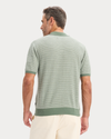 View of model wearing Duck Green Sweater Polo, Regular Fit.