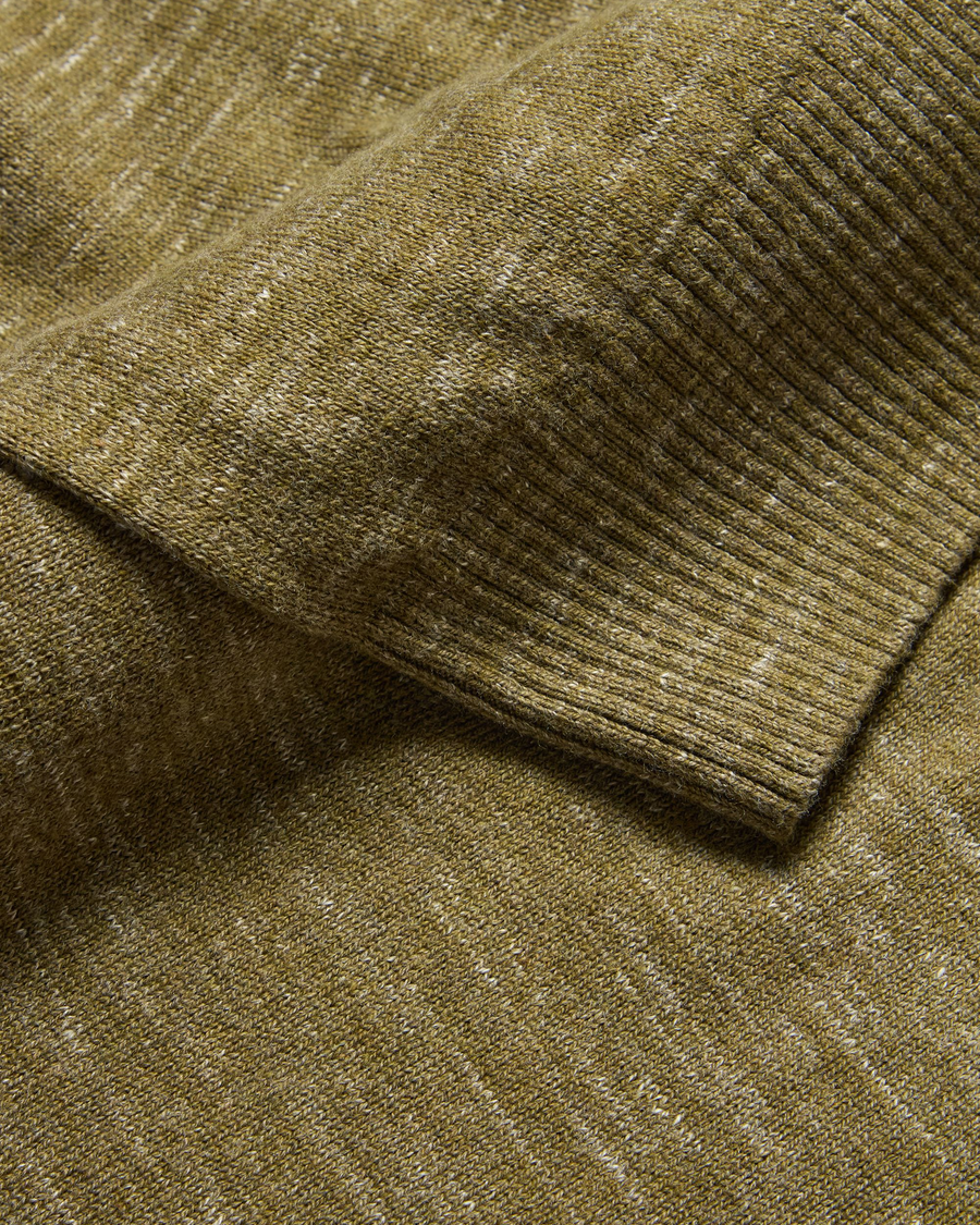 View of model wearing Fantasy Space Dye Dark Moss Crewneck Sweater,  Regular Fit.