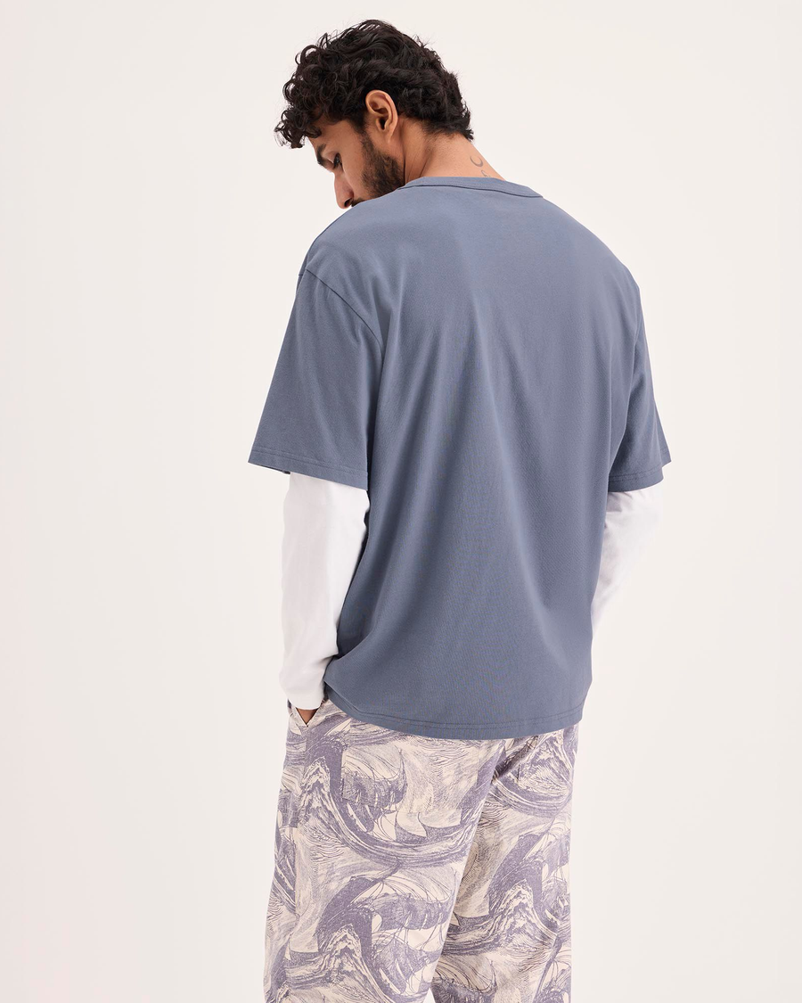 Back view of model wearing Folkstone Gray Eighty-Six Crewneck Tee, Relaxed Fit.