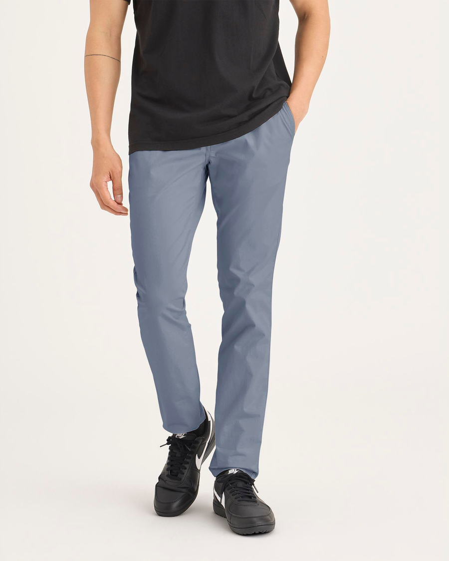 Front view of model wearing Folkstone Gray Original Chino Pants, Skinny Fit.