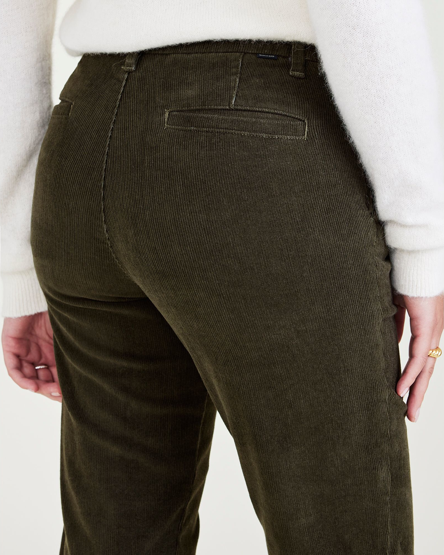 View of model wearing Forest Night Women's Slim Fit Weekend Chino Pants.