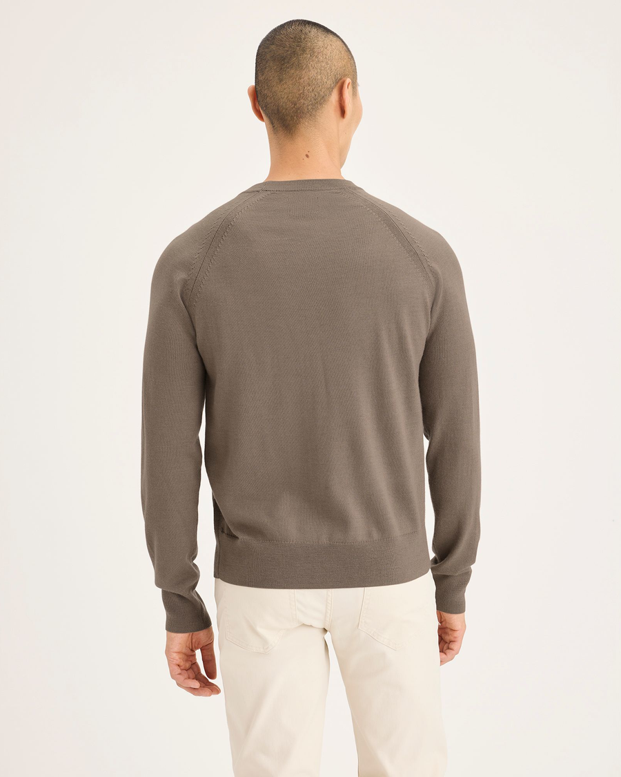 Back view of model wearing Fossil Men's Regular Fit Crewneck Sweater.