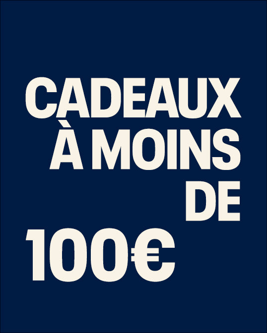 Text ' GIFTS UNDER 100€' on a blue background