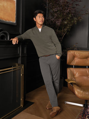 Pantalon Chino Homme Bills Khakis 36x32 - Coupe Classique, Devant Plat, Coton Sergé Gris
