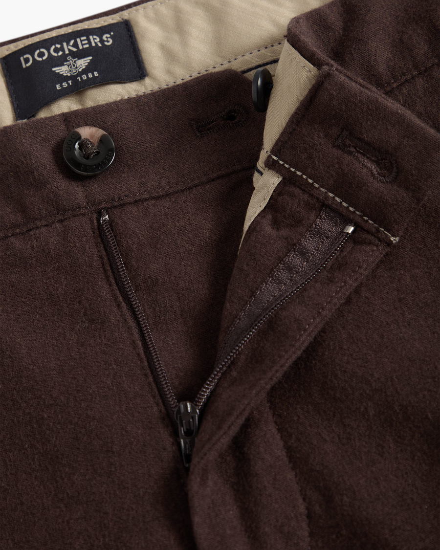 View of model wearing Hammond Mole Heather Crafted Khaki Pants, Slim Fit.