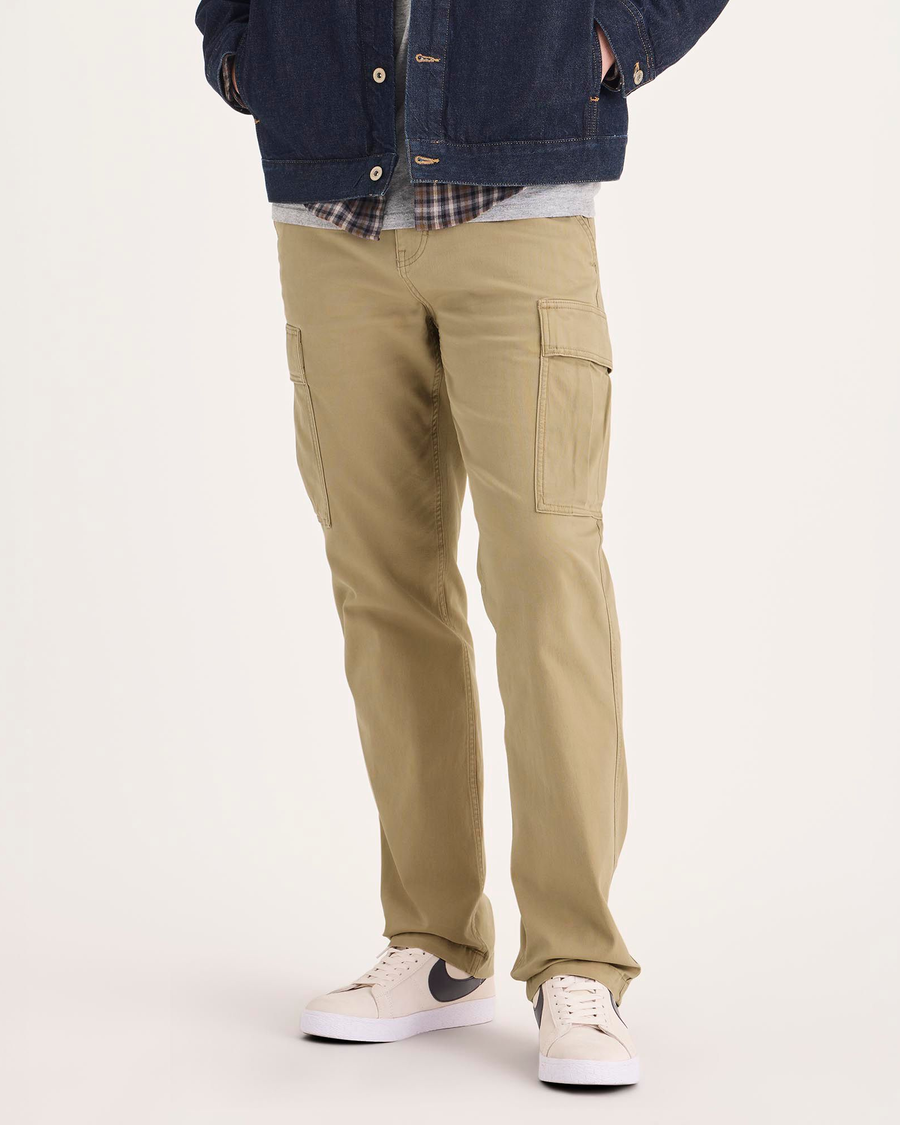 Front view of model wearing Harvest Gold Utility Cargo Pant, Straight Fit.