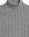 View of model wearing Heather Gray Mockneck Sweater, Relaxed Fit.