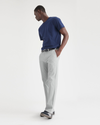 View of model wearing High-Rise Crafted Khaki Pants, Slim Fit.