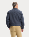 Back view of model wearing India Ink Mechanic's Jacket, Regular Fit.