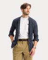 Front view of model wearing India Ink Oxford Shirt, Slim Fit.