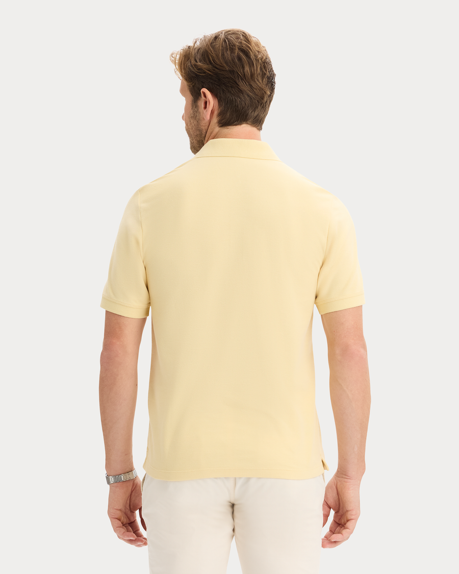 View of model wearing Italian Straw Original Polo, Slim Fit.