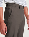 View of model wearing Khaki Green Crafted Khaki Pants, Slim Fit.