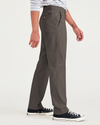 Side view of model wearing Khaki Green Crafted Khaki Pants, Slim Fit.