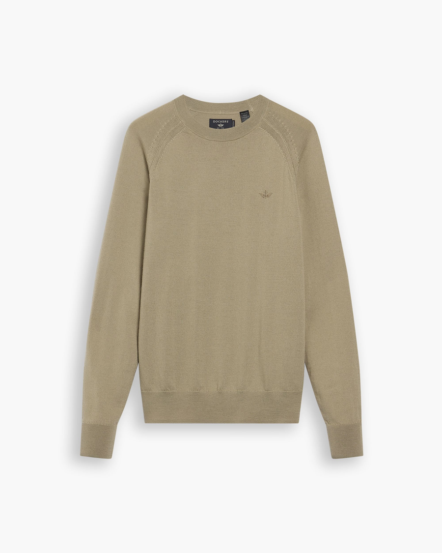 View of model wearing Lemon Pepper Crewneck Sweater, Regular Fit.