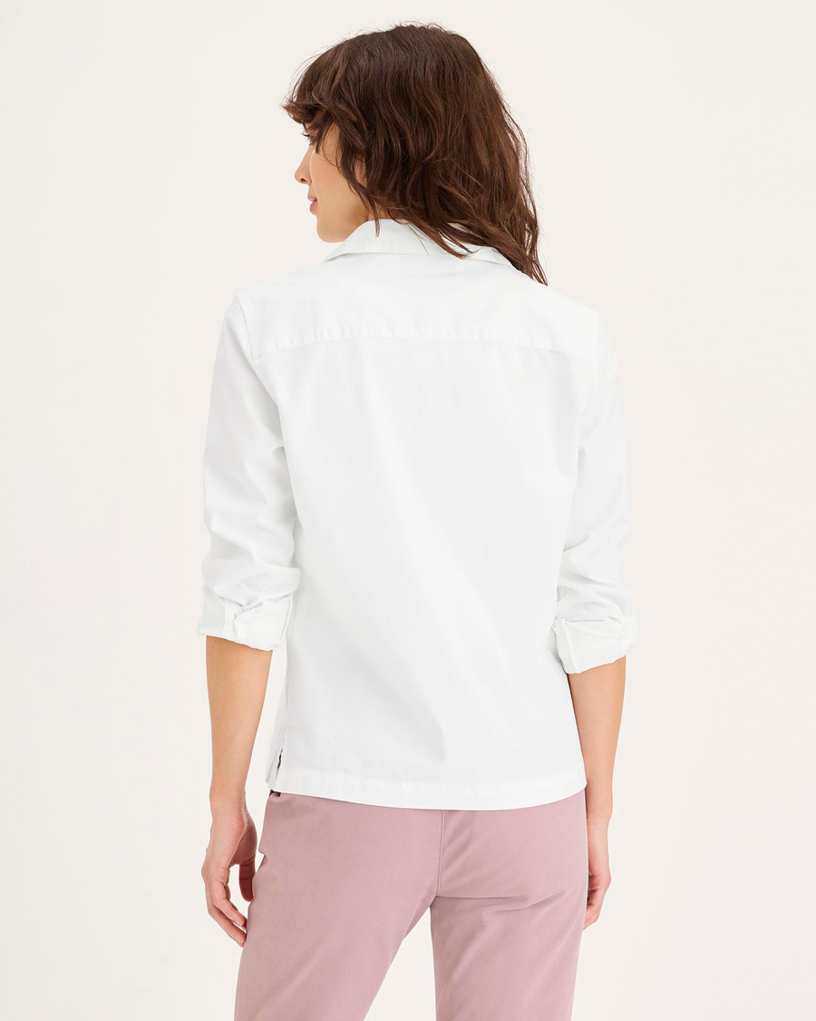 Back view of model wearing Lucent White 1-Pocket Shirt, Regular Fit.